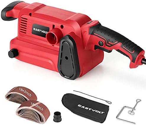Eastvolt 7 Amp Belt Sander 200-360RPM with 6 Variable Speed, 3 x 18 Inch Belt Sander with 20 Pcs Sanding Belts, Screw Clamps, Dust Bag