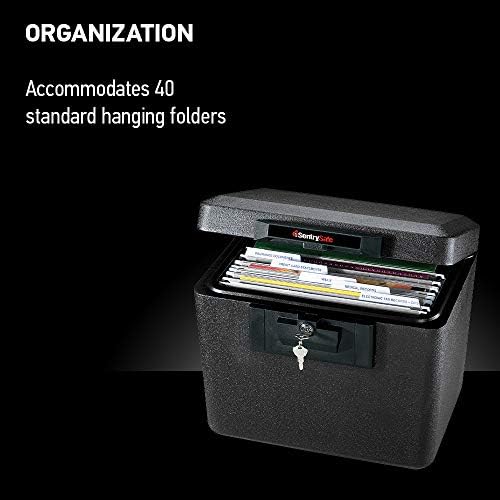SentrySafe Black Fireproof Document Box with Key Lock, Safe Secures Files and Documents for Home or Office, 0.61 Cubic Feet, 13.6 x 15.3 x 12.1 inches