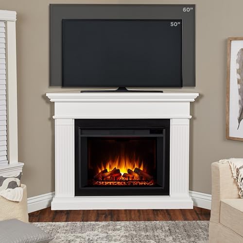 Real Flame Kennedy Grand Corner Electric Fireplace with Mantel for Living Room or Bedroom, Replaceable Fireplace Insert Heater