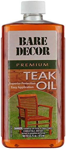 Bare Decor Premium Golden Teak Oil for Home and Marine Use, 16oz