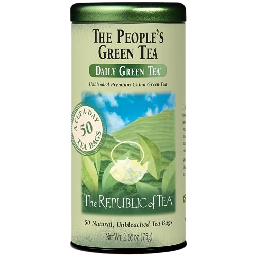 The Republic of Tea Daily Green The People's Green Tea, Low Caffeine, 50 Ct | A gentle cup for everyday sipping. Fresh with light vegetal notes. Gluten Free and Kosher.