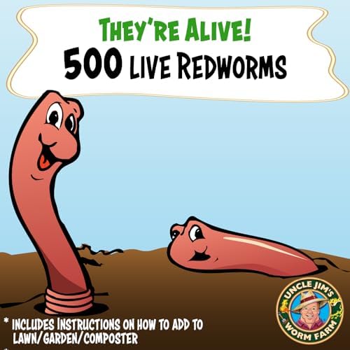 Uncle Jim's Worm Farm 500 Count Red Wiggler Composting Worms Mix for Garden Soil or Fishing | Starter Pack of Compost Worms Improves Soil Structure