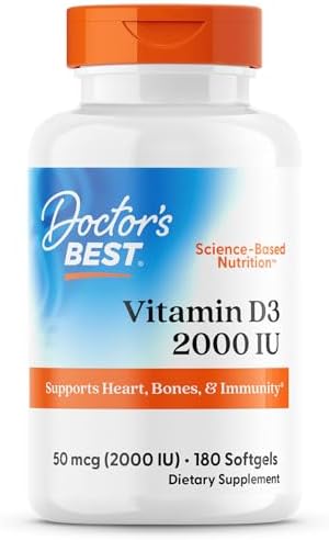 Doctor's Best Vitamin D3 2000 IU Softgels for Men & Women - Vitamin D Supplement for Immune System & Heart Health Support, 50 mcg per Serving, Vit D 3