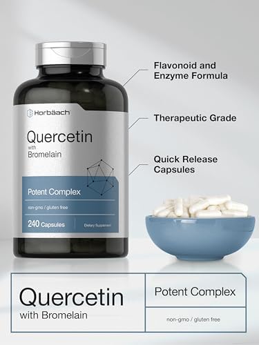 Horbäach Quercetin with Bromelain Supplement | 240 Capsules | Non-GMO and Gluten Free