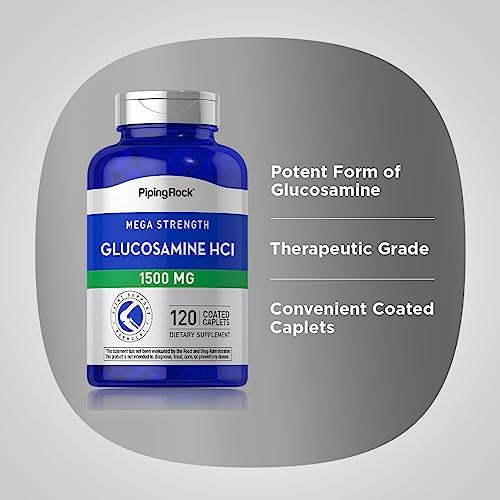 Piping Rock Glucosamine HCL 1500mg | 120 Caplets | Mega Strength | Non-GMO & Gluten Free Supplement