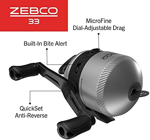 Zebco 33 Spincast Reel and Fishing Rod Combo, 6-Foot 2-Piece Fiberglass Rod with EVA Handle, Quickset Anti-Reverse Fishing Reel with Bite Alert