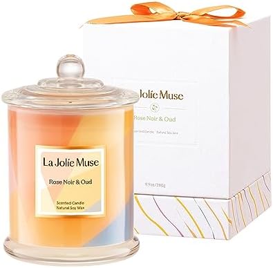 LA JOLIE MUSE Jasmine Floral Scented Candles for Home, Natural Soy 70 Hrs | Luxury White Jar Candle, Clean Non Toxic, Decorative Candle for Candle Warmer, Gifts for Women & Mom, Floral Engaged Candles