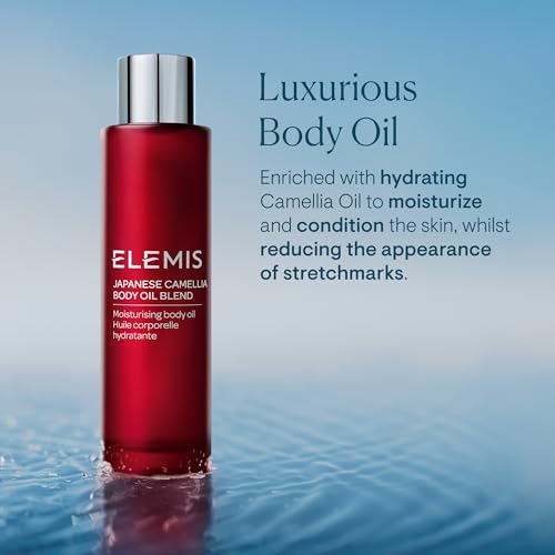 ELEMIS Japanese Camellia Body Oil Blend for Stretch Marks, 100ml | Luxuriously lightweight body oil nourishes, conditions
