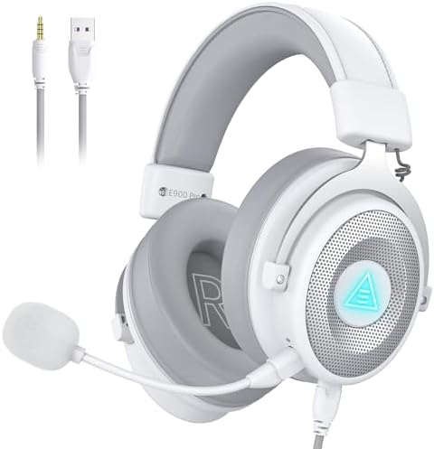 EKSA E900 Pro USB Gaming Headset for PC - Computer Headset with Detachable Noise Cancelling Mic, 7.1 Surround Sound, 50MM Driver - Headphones with Microphone for PS4/PS5, Xbox One, Laptop, Office | Computer Headset with Detachable Noise Cancelling Mic, H…