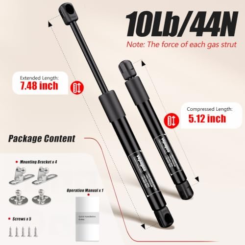 Vepagoo ML99-45 10 inch 45 lb Gas Struts for Truck Tool Box Lid, 2Pcs