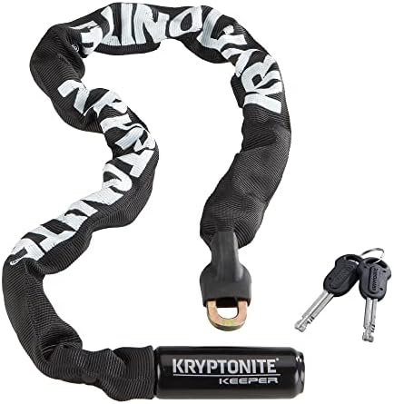 Kryptonite Keeper 785 Bike Chain Lock, 2.8 ft Heavy Duty Anti-Theft Lock | 7mm Manganese Steel Links, 85cm Length, Disc-Style Cylinder, Nylon Sleeve for Motorcycle, Scooter, Gate, Fence