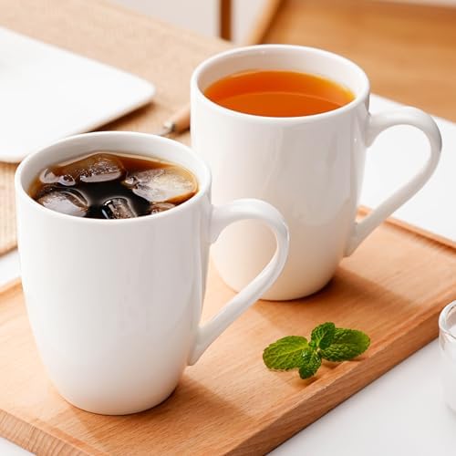 PARACITY Coffee Mug Ceramic, Large Coffee Cups Ceramic Set of 2, 12 OZ White Coffee Mugs for Latte, Tea, Cappuccino