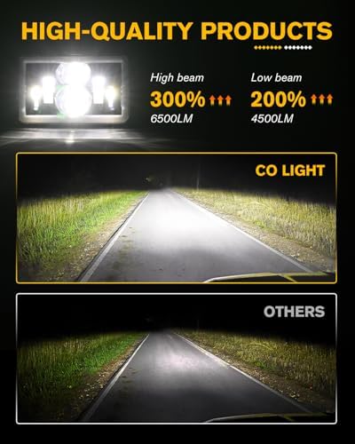CO LIGHT 2PCS 7x6 5x7 LED Headlights, Angel Eyes Cool Halo, White & Amber DRL with Turn Signal
