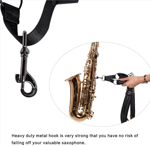 Rayzm Sax Strap,Universal Double Shoulder Leather Strap for Sax,Adjustable Padded Harness Strap for Alto Tenor Baritone Sax