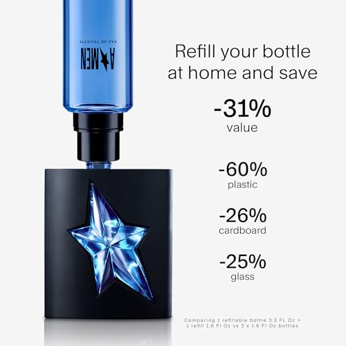 Mugler A*Men Eau de Toilette - Long Lasting Woody Ambery Cologne for Men | Fragrance with Patchouli, Coffee Extract & Lavender - Long Lasting Masculine Gourmand Scent for Date Night