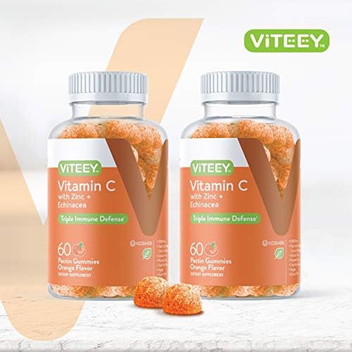 Viteey Vitamin C Gummies for Adults & Teens with Zinc & Echinacea-120 Count