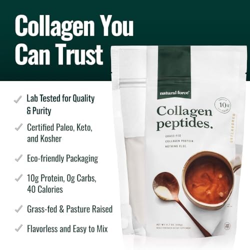 Natural Force Clean, Grass Fed Collagen Peptides + Unflavored Organic Whey Protein Bundle – Organic