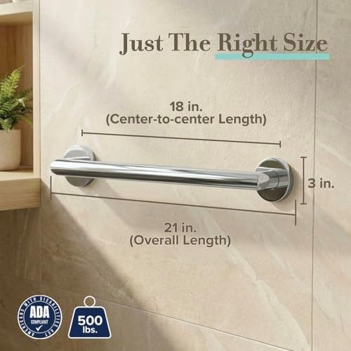 Gatco 970 Glam Shower Grab Bar, 12 Inch, ADA Compliant Stainless Steel, Satin Nickel, Wall Mounted Bathroom Handrail