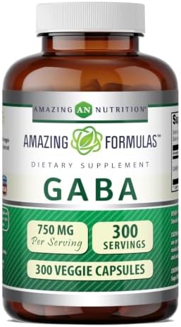 Amazing Formulas GABA Supplement | 750 Mg per Serving | 100 Veggie Capsules | Non-GMO | Gluten-Free | Made in USA | Ideal for Vegetarians