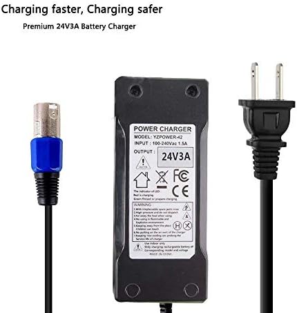 24V 3A Charger, Battery Adapter, Mongoose, Jazzy, GT, eZip, Go-Go Elite Traveller, Shoprider, Jazzy Select 6 Ultra