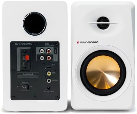 Prosonic BT30 White Bookshelf Speakers - Active Bluetooth 5.3 Powered Studio Monitors