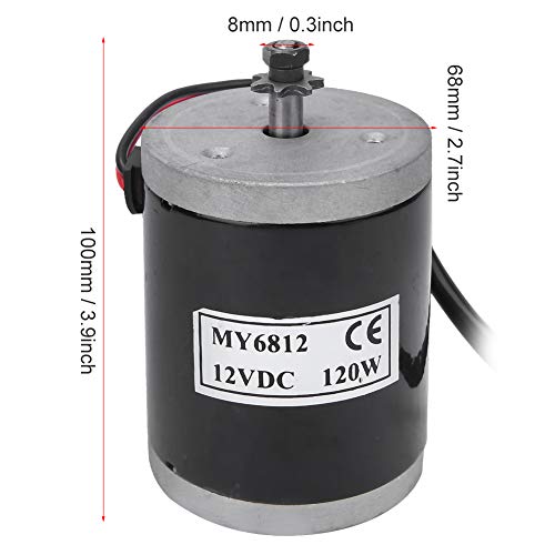 Electric Brushed Motor, 12V 120W High-Speed Compact Permanent Magnet DC Gear Motor with Belt Pulley for Electric Scooters E-Bikes Robotics UAVs