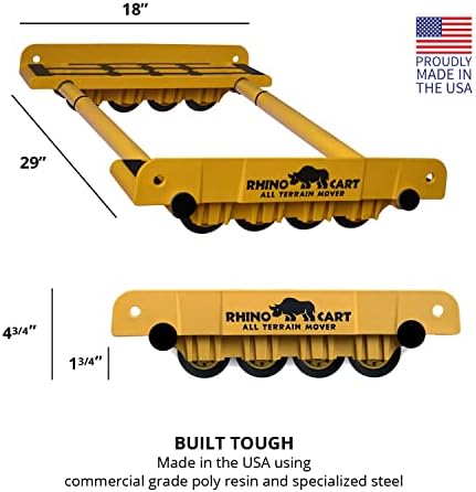 Rhino Cart All Terrain Mover Heavy Duty Appliance Dolly for Building Material Handling & Moving Heavy Furniture with Ease - Expands up to 46” with