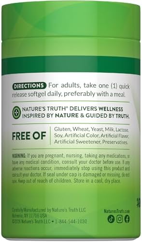 Nature's Truth Vitamin D3 1000 IU Softgels | High Potency Formula | 25 mcg