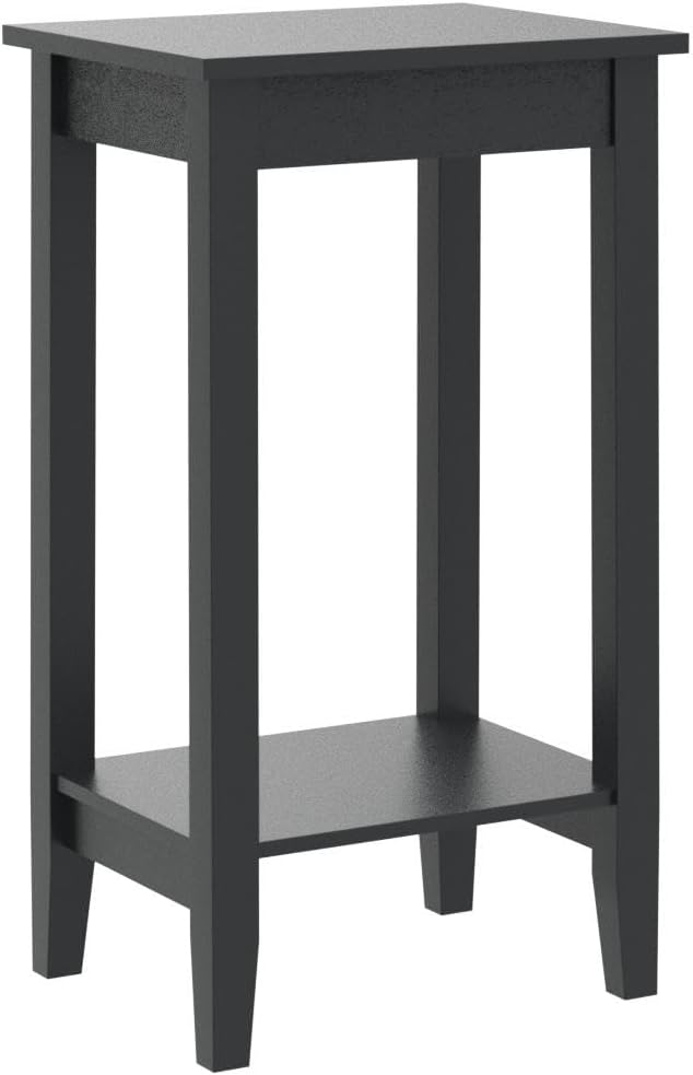 Giantex 2-Tier End Table Nightstand, Bedside Sofa Table for Living Room Bedroom, Narrow Telephone Table with Shelf and Legs for Small Spaces, Espresso
