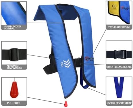 Eyson Inflatable Life Jacket Life Vest Basic Manual (709 Blue Manual)