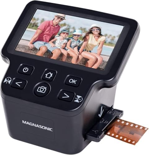 Magnasonic All-in-One 24MP Film Scanner with Large 5" Display & HDMI, Converts 35mm/126/110/Super 8 Film & 135/126/110 Slides into Digital Photos