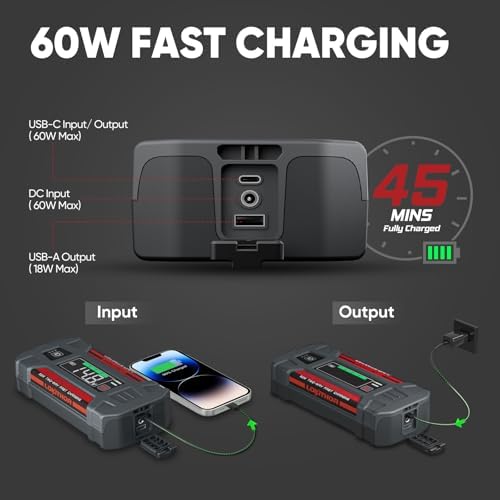 LOKITHOR J401 Portable Car Battery Jump Starter for 8.5L Gas/6.5L Diesel | 2500A Battery Jumper Starter Portable 12V Jump Box, 60W Fast Charging