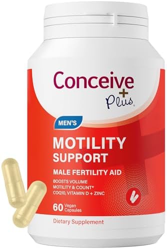 CONCEIVE PLUS Motility Support for Men, Male Fertility Supplement with L Carnitine, CoQ10 and Zinc, 60 Capsules