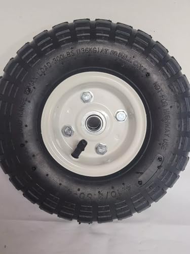 300 lbs 10 in. Pneumatic Tire Wheel with White Hub wagons, hand trucks and yard trailers, garden, shop All-Terrain Thread