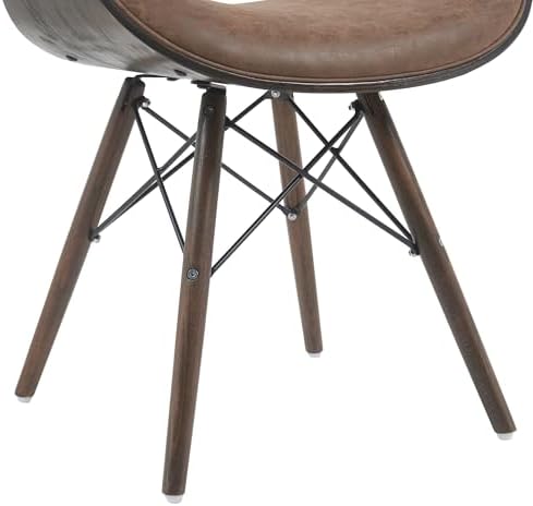 Armen Living Cassie Dining Chair in Black Faux Leather and Walnut Wood Finish 20D x 21W x 31H in