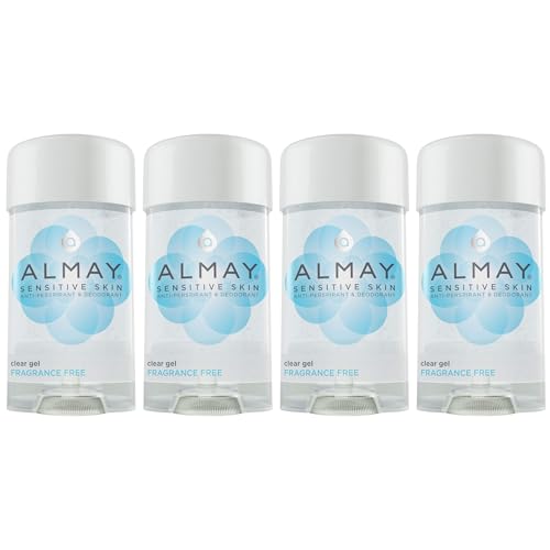 Almay Sensitive Skin Clear Gel Anti-Perspirant & Deodorant, Fragrance Free,2.25 oz(4 Pack)