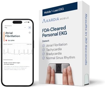 KardiaMobile 1-Lead EKG Monitor, Medical-Grade FDA-Cleared Personal Heart Monitor, Detects Normal, AFib & Arrhythmias, 30 Second Results