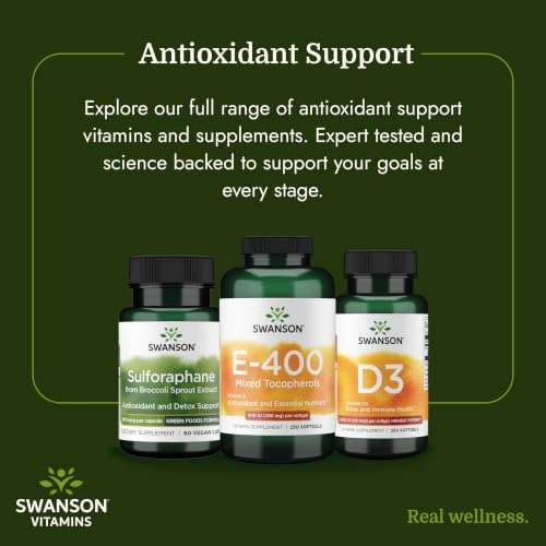 Swanson E-400 Mixed Tocopherols 400 IU, 250 Softgels | Provides 400 IU of Vitamin E from Mixed Tocopherols