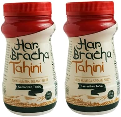 Har Bracha Tahini Paste (17.6 oz). 100% Natural, Vegan Friendly & Kosher Pure Ground Tahina Sauce. Raw Roasted Sesame Seeds for Oriental Dips
