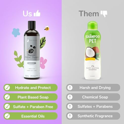 kin+kind Dry Skin + Coat Natural Dog Shampoo - for Dry Skin & Coat - Argan Oil Moisturizing Clean - Cedarwood Fragrance - 12 fl oz