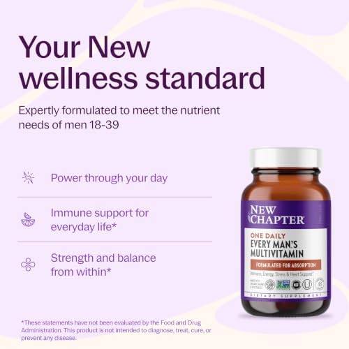 New Chapter Every Man's One Daily Multivitamin - Supports Immune, Energy & Bone Health* - Contains Fermented Ingredients, Organic Vegetables & Herbs - Vegetarian, Kosher & Gluten-Free - 48 Tablets