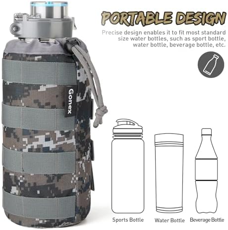 Gonex MOLLE Bottle Pouch, Drawstring Water Bottle Holder | 900D Oxford, Mesh Bottom, Fits MOLLE Packs & Vests, Flexible Height, Holds Bottles or Umbrellas