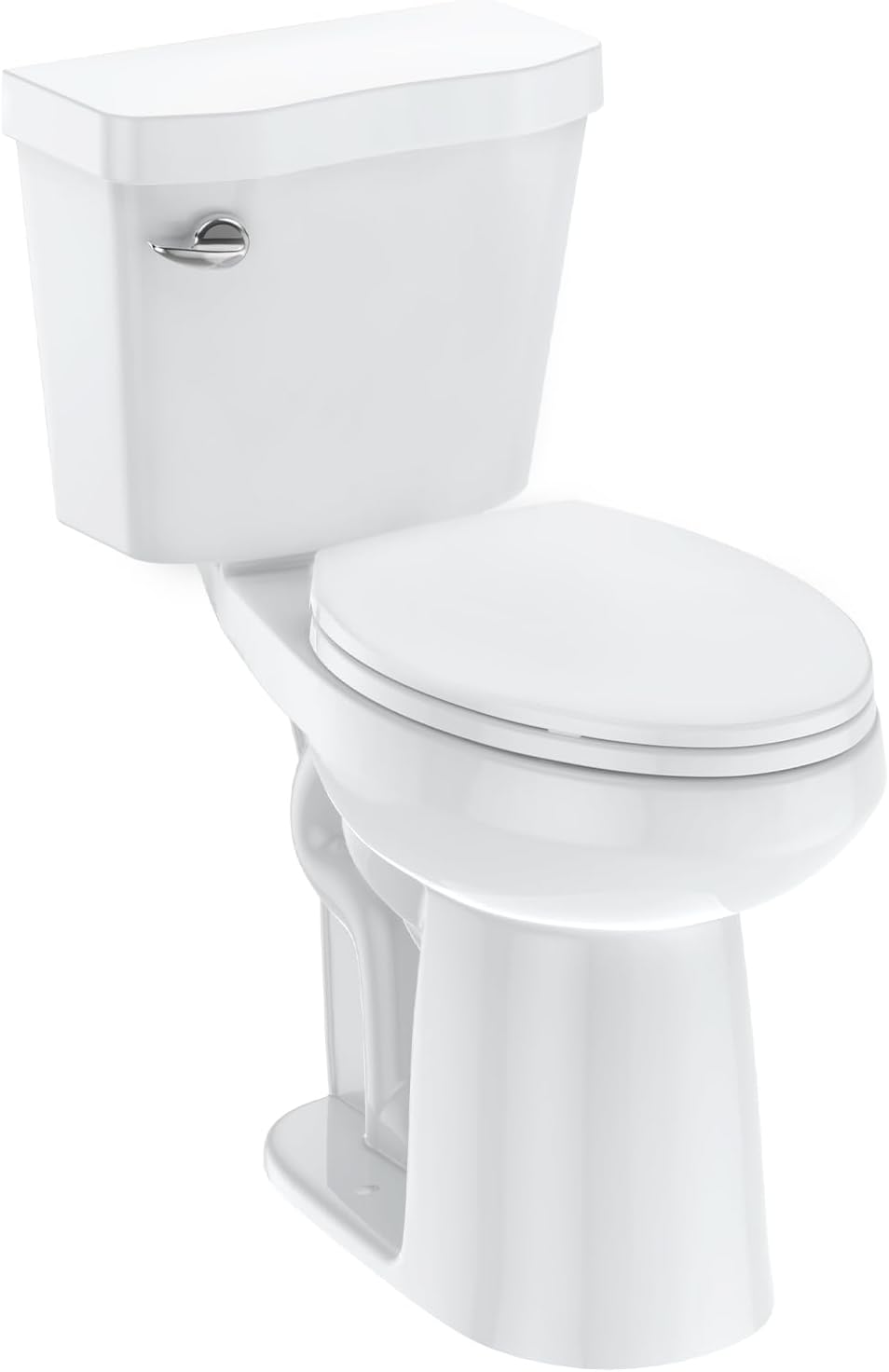 Two-Piece Toilets for Bathrooms, Comfort ADA Toilet with 19" Height, Elongated with Soft Close Seat, Power Flush 1.28 GPF