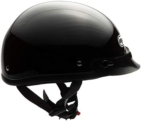 MMG Adult Half Shell Helmet, Motorcycle/Scooter/Moped, Matte Gray, Medium | Lightweight Polycarbonate/ABS half shell, goggles included. Padded washable liner, double D-ring strap. DOT FMVSS-218.