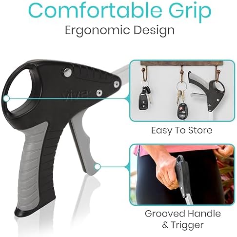 Vive Suction Cup Grabber Reacher 32" - Elderly Grab It Reaching Pickup Tool | Heavy Duty for Seniors - Trash, Sticks, Litter Picker Upper - Extra Long Reach Handle & Handy Extension Arm Claw