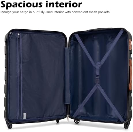 Coolife Luggage Set, Lightweight Durable Hardshell, 3 piece, Apricot White | suitcase set with 360° Spinner Wheels, TSA-approved Lock