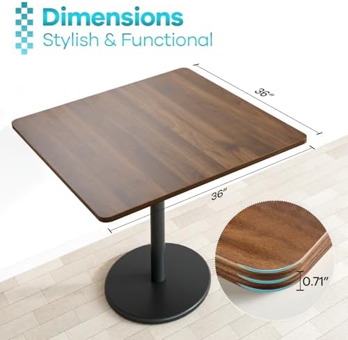 Universal Table Top 36 x 36 inches Squre Pack of 2, Reversible Melamine Countertop Only, Home or Commercial Indoor Use, Dark Walnut