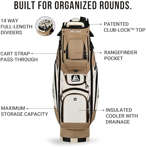 ASK ECHO T-Lock 3.0 Golf Cart Bag, Quiet 14-Way Full-Length Divider