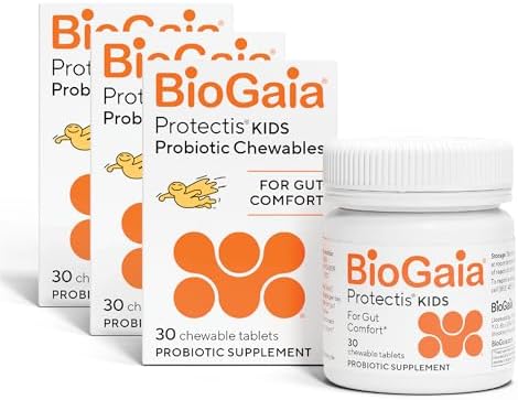 BioGaia Kids Probiotic | Ease Occasional Tummy Discomfort & Constipation | Pediatrician-recommended | Ease Occasional Tummy Discomfort, Gas & Bloating | Promote Regularity | Ages 3+| 30ct