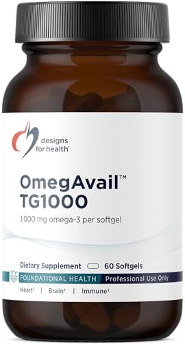 Designs for Health OmegAvail TG1000 - TG (Triglyceride) Fish Oil Supplement with EPA/DHA - Highly Concentrated 1000mg Omega-3 Per Softgel - Natural